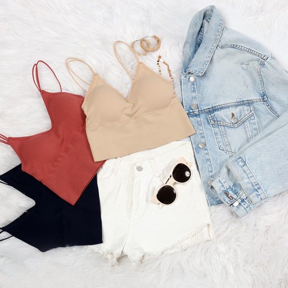 Ninexis NWT Seamless Padded Double Back Strap Crop Top in Mauve - Picture 9 of 9